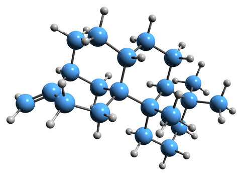  3D image of Stemodene skeletal formula - molecular chemical structure of labdane-related diterpene isolated on white background
