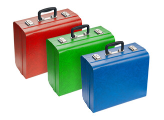 Set of suitcases, isolated on white background