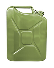 Green metal canister for gasoline