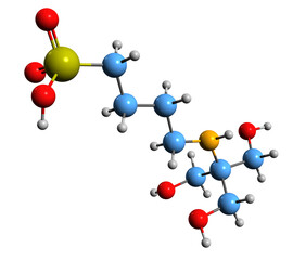 3D image of buffer TABS skeletal formula - molecular chemical structure of buffering agent isolated on white background
