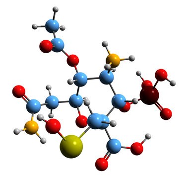  3D image of Tagetitoxin skeletal formula - molecular chemical structure of bacterial phytotoxin isolated on white background