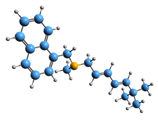  3D image of Terbinafine skeletal formula - molecular chemical structure of antifungal medication isolated on white background
- 541066530