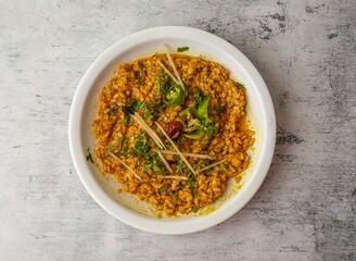 Daal mash makhni served in a plate isolated on background top view of indian and pakistani desi food