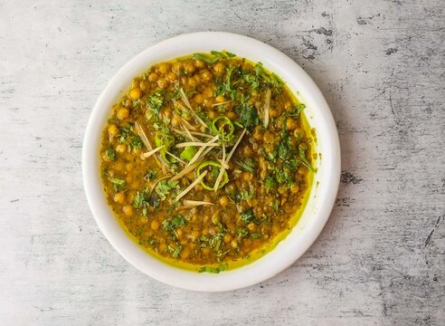 sada channay served in a plate isolated on background top view of indian and pakistani desi food
