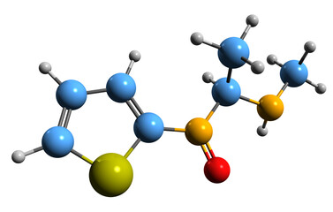 Obraz premium 3D image of Thiothinone skeletal formula - molecular chemical structure of stimulant isolated on white background