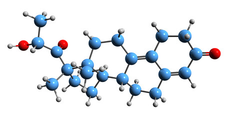  3D image of Trimegestone skeletal formula - molecular chemical structure of  progestin medication isolated on white background
 - obrazy, fototapety, plakaty