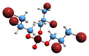  3D image of Fyrol HB 32 skeletal formula - molecular chemical structure of  flame retardant Tris isolated on white background
 - obrazy, fototapety, plakaty