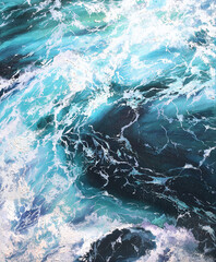 Sea ocean oil painting illustration abstract background texture
