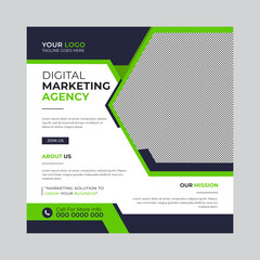 Modern digital marketing agency square social media post, Corporate banner promotion ads sales and discount banner vector template