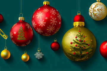 Christmas decorations for the Christmas tree 2023. Multi -colored toys for the Christmas tree. Holiday.