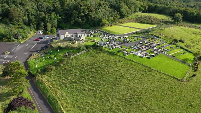 Aerial view of St. Aidans yt Magilligan in Northern Ireland, UK