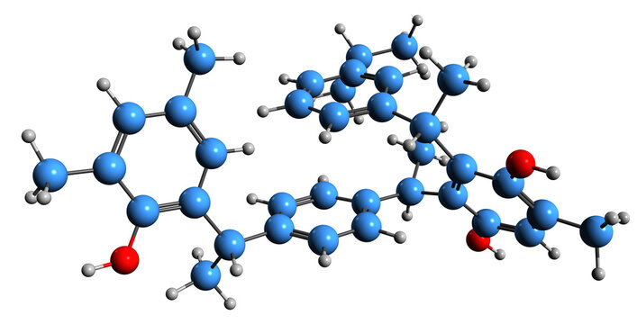 3D image of Anoxomer skeletal formula - molecular chemical structure of food additive isolated on white background
