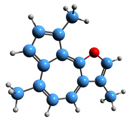Obraz premium 3D image of artemazulen skeletal formula - molecular chemical structure of Artemisia absinthium phytochemical isolated on white background