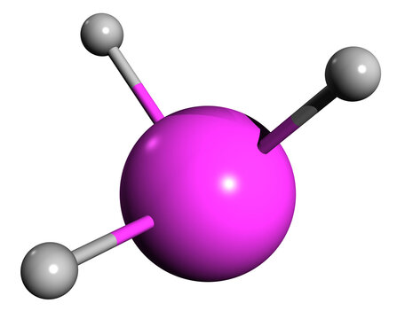  3D image of arsine skeletal formula - molecular chemical structure of Arsenic trihydride isolated on white background