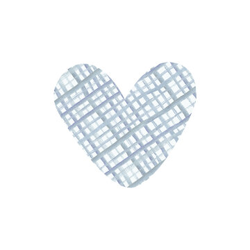 Watercolor hand drawn hearts in a blue cage. Boho style. Texture for greeting, invitation, banners, icons, stickers. Also suitable for valentines day.