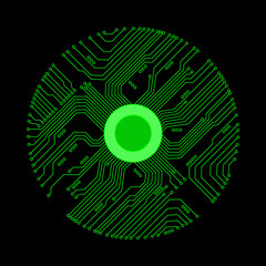 Circle microcircuit. microcircuit background. microprocessor. electronic circuit. vector microcircuit. printed circuit board.