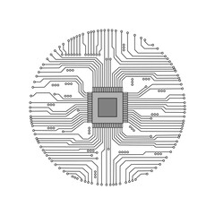 Circle microcircuit. microcircuit background. microprocessor. electronic circuit. vector microcircuit. printed circuit board.