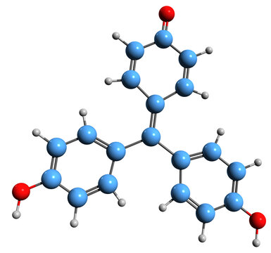  3D image of rosolic acid skeletal formula - molecular chemical structure of Aurin isolated on white background
