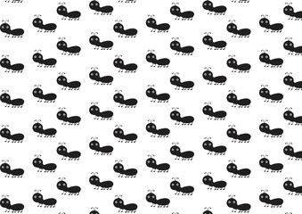 Ant pattern vector illustration. Black little ants on light background