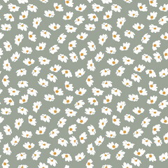 Tiny white flower in green background Pattern