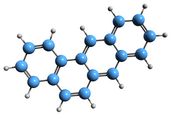3D image of Benzanthracene skeletal formula - molecular chemical structure of polycyclic aromatic hydrocarbon isolated on white background