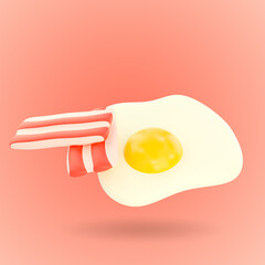 Bacon and eggs 3D illustration