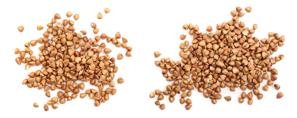 buckwheat grain isolated on white background close up. Top view