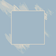 2d simple square antique white frame winter blue background watercolor pastel cream pattern