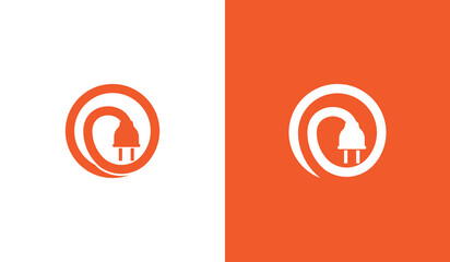 Electric Plug Logo Concept sign icon symbol Element Design. electronics, Electricity Logotype. Vector illustration template