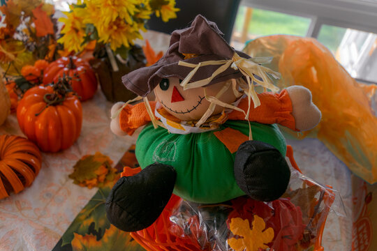 Scarecrow Ready to Scare with Pumpkins