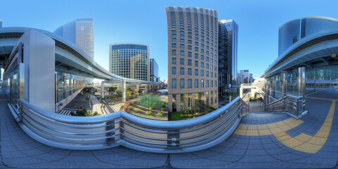 360° downtown city and buildings