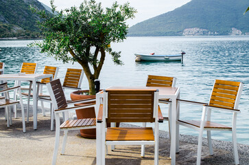 Beautiful restaurant on the beach with great mountain view in Risan, Montenegro
