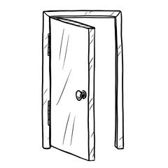 Open door vector illustration on white background