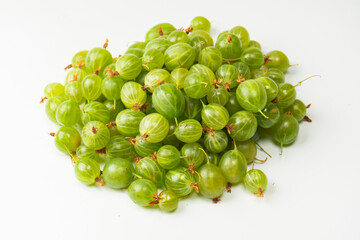 A group of gooseberries isolated on a white background.
