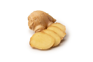 Ginger root isolated on white background.