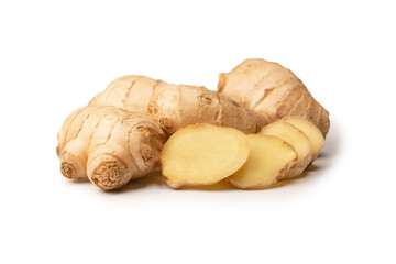 Ginger root isolated on white background.