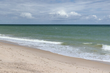 Fototapeta na wymiar View of Atlantic Ocean beach in Florida as seen from Vero Beach boardwalk