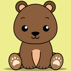 Cute Baby Bear, Kawaii Teddy Sitting, 