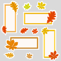 Autumn leaves frame, labels.