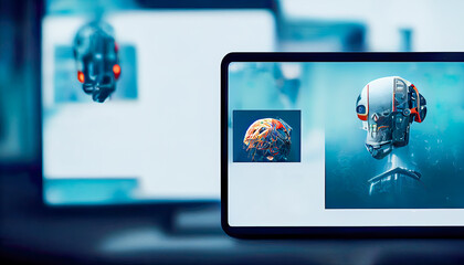 Artificial intelligence website design concept illustration