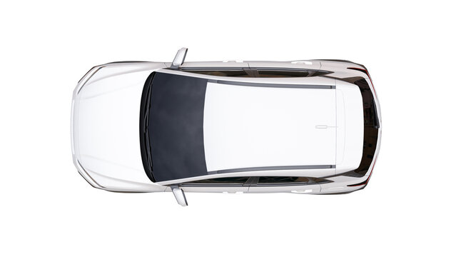 white Hyundai Kona top view, 3d rendering of PNG transparent car	
