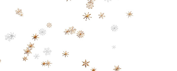 Snowflakes and bokeh lights on the blue Merry Christmas background. 3D render