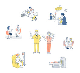 医療従事者と患者　さまざまなシーン　セット