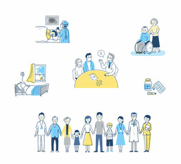 医療従事者と患者　さまざまなシーン　セット