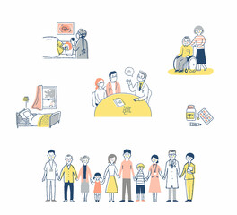 医療従事者と患者　さまざまなシーン　セット