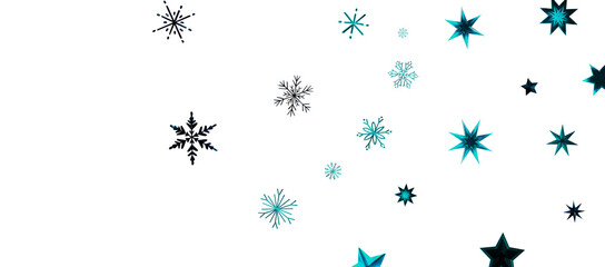 Snowflakes and bokeh lights on the blue Merry Christmas background. 3D render