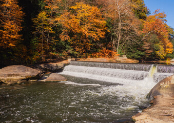 beautiful waterfall in autumn