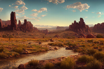 Obraz na płótnie Canvas red desert landscape Illustration