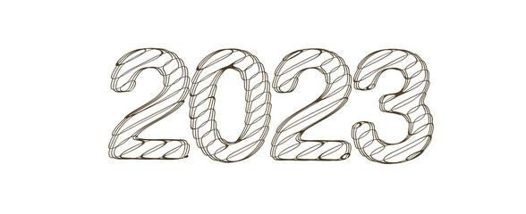 Happy New Year 2023. 3D illustration numbers isolated