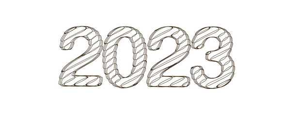 Happy New Year 2023. 3D illustration numbers isolated